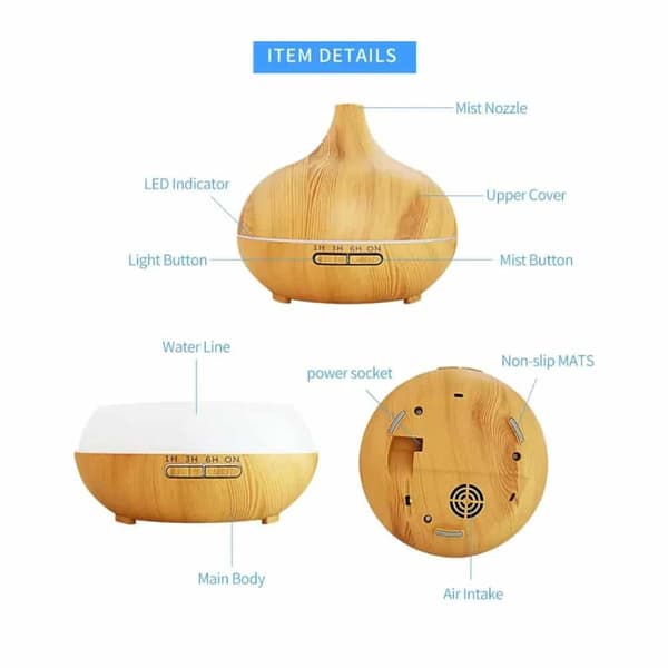 Aroma Diffuser – 500 ml med trælook Mörkbrun