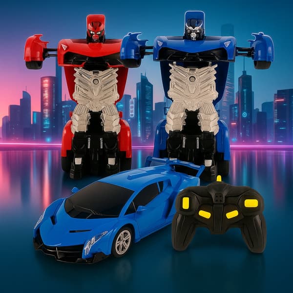 Fjernstyret Transformer Bil med Lyd- og Lyseffekter Blå