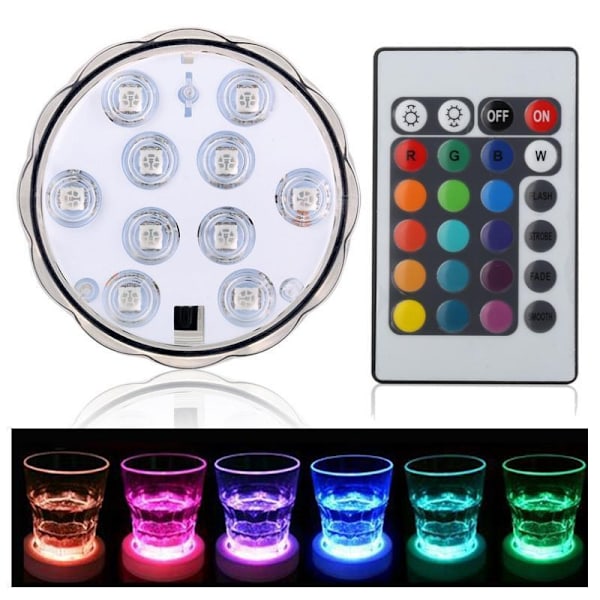 LED-ljus med 16 olika färger (vattentät) inkl. fjärrkontroll Pink 4 räkning 2 fjärr