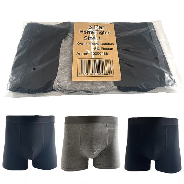 3 par Bambus Boxershorts til Mænd – Bløde & Åndbare Underbukser Grey EU M