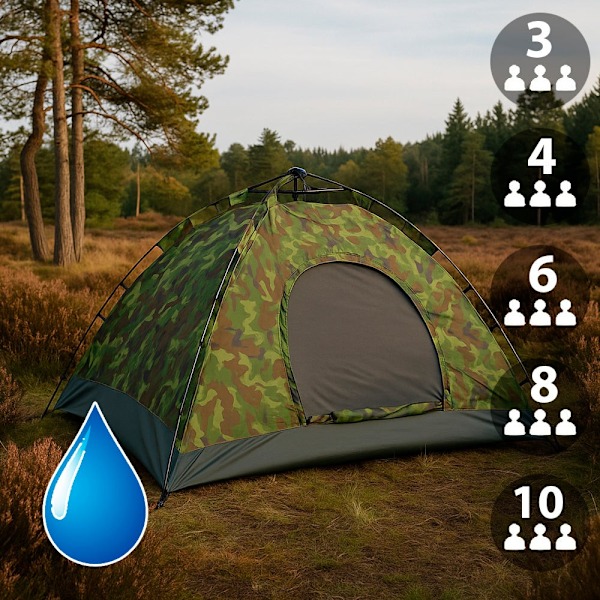 Quick-Up Camouflagetält för 3–8 personer Green Quick-Up Camouflagetält för 3–8 pers