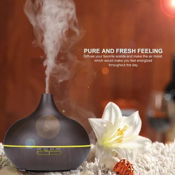 Aroma Diffuser – 500 ml med trælook Mörkbrun