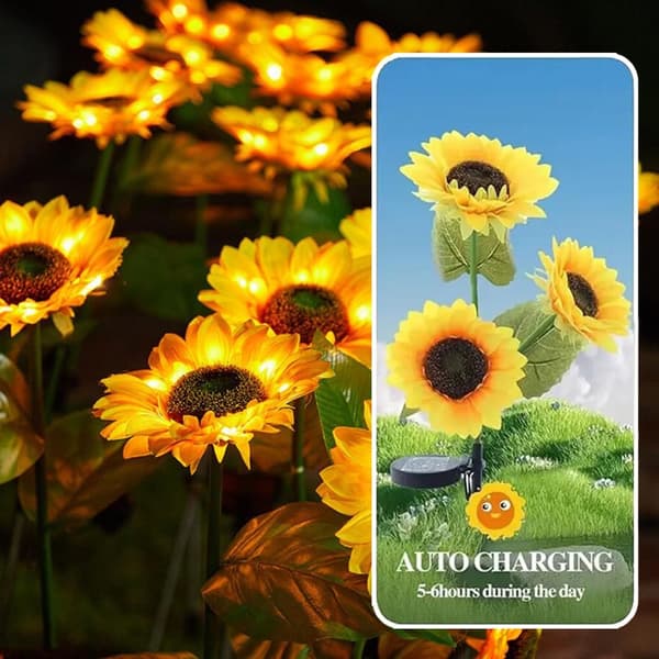 Solcelle Solsikke Lamper til haven - 1 blomst - 78 cm