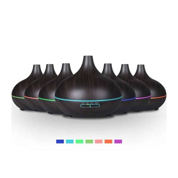Aroma Diffuser – 500 ml med trælook Mörkbrun