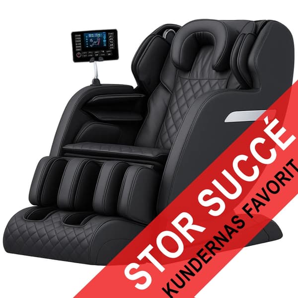 Massagestol 4D med SL-teknologi, lufttryksmassage, Varmeterapi og stor touchskærm - Model A6 Sort