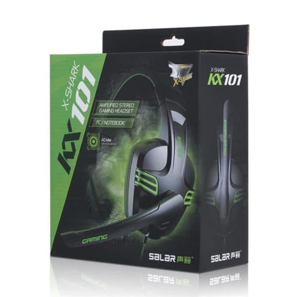 Gamer PC Headset m/mikrofon og stereolyd – sort/grønn –