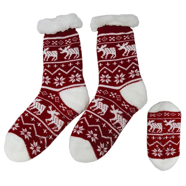 Mysiga julstrumpor - Olika tryck - Unisex - MultiColor Röd med älg EU 39-42