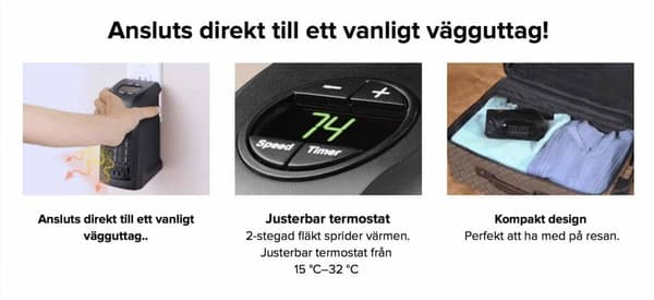 Varmeblæser (400W) til stikkontakt - Handy Heater