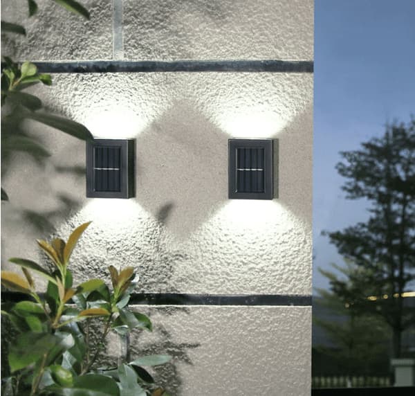 LED-solcelle Væglampe (up- downlight), 2 stk. rustfri stål eller sort Black