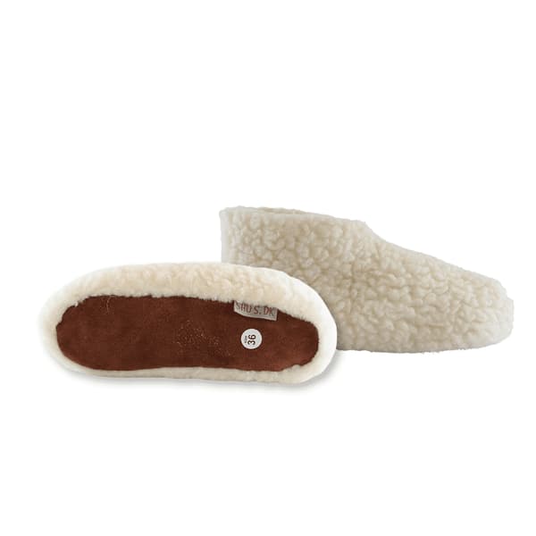 Fluffiga ulltofflor (100% ren ull) – Modell Vit White EU 39