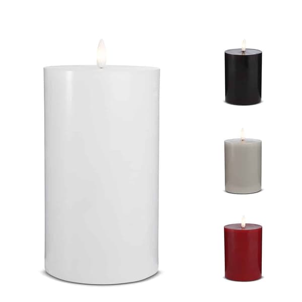 LED Stearinlys - 1 stk. - ø7,5 x 12,5 cm - m/3D flamme - (flere farver) Grey