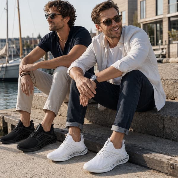 Sneakers til mænd, med åndbar overdel White