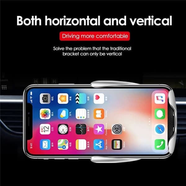 Trådløs automatisk mobillader og holder til bilen Silver