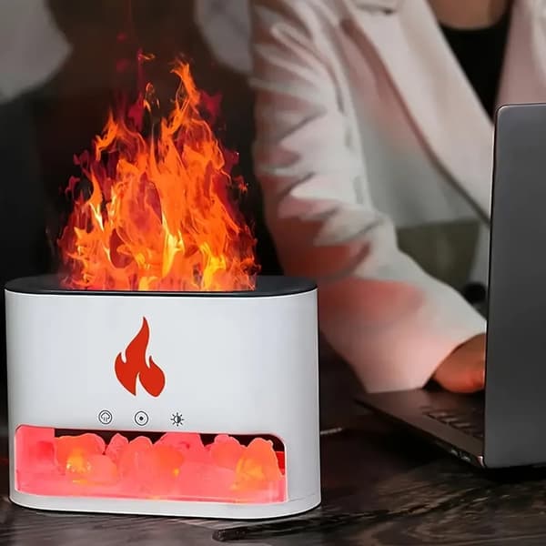 Vulkan Luftfuktare & Aroma Diffuser 240 ml med Kristallsalt Vit