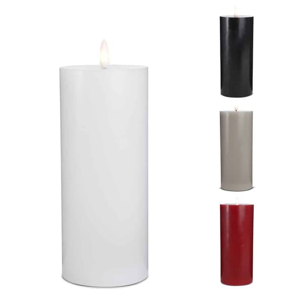 LED stearinlys - 1 stk. - ø7,5 x 20 cm - m/3D flamme - (flere farger) White