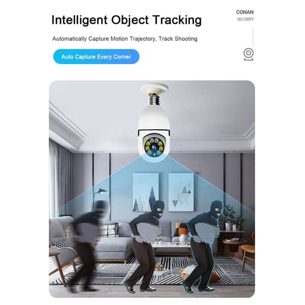 360° WiFi IP-kamera med vippefunksjon, Nattsyn, Bevegelsessensor, 2-veis lyd og LED-lys