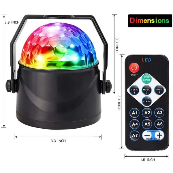 Roterende LED-Discokule m/Fjernkontroll