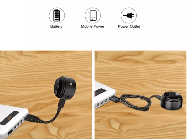 Mini HD-overvåkningskamera (mål 44 x 24 mm) m/eget batteri
