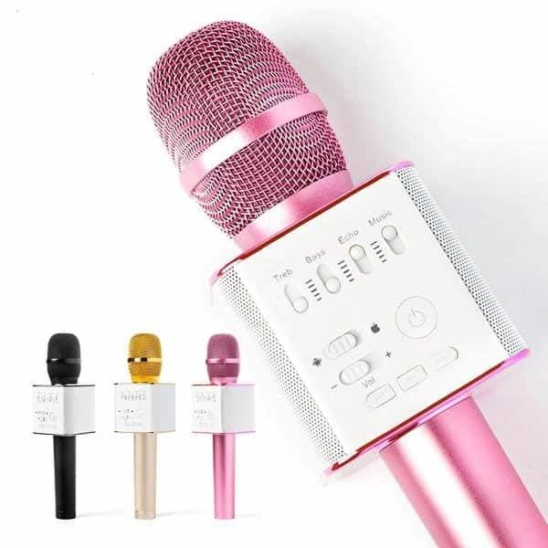 Karaokemikrofon med bluetooth og høyttaler Pink