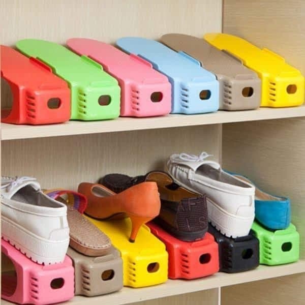 Plassbesparende sko-organisator (sort) - 5 stk. pakke