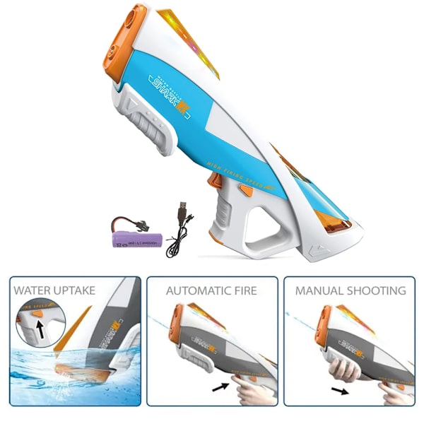 Elektrisk Vattenpistol – SHARK MK – Automatisk Action med Stil Grå