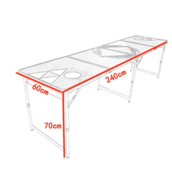 Beer Pong Bord med lys - kopper/bolde medfølger (foldbart)