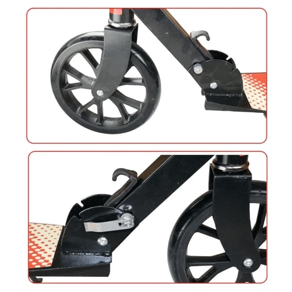 Løbehjul m/store hjul og bagbremse - foldbart (sort/orange)
