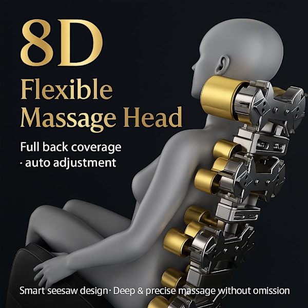 Massagestol 8D - Zero Gravity og Varmeterapi - Model S9C Black