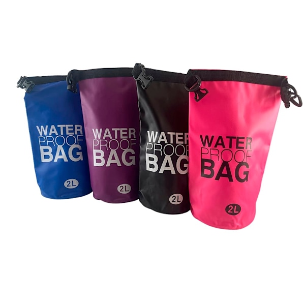 Dry bag 2 liter - Vattentät väska - flera pigga färger - Svart