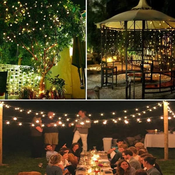 Solcelle lyskæde m/kuglelys - 5M-20 LED / 7M-50 LED / 12M-100 LED 12M-100 LED