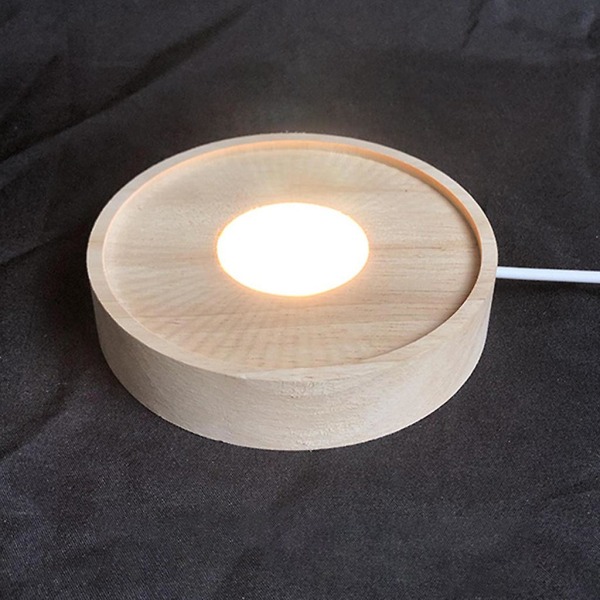 Pyöreän muotoinen näyttöjalusta Led-valojen näyttöjalusta Crystal Wood Lighting Base