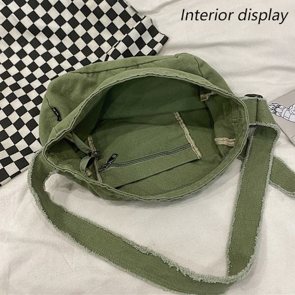 Vasket lerretspose, slitt skulderveske, enkel messengerbag