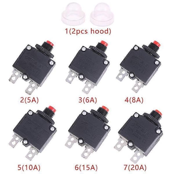 2 STK 5A 6A 8A 10A 15A 20A Termisk Afbryder Afbryder Overbelastningsbeskytter Sikring 2 stk 6A 2pcs 6A