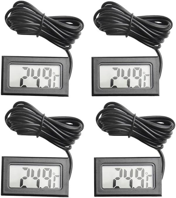 4-pack termometer 2m sondsensor kylskåp akvarium digital LCD med extern för vinkällare