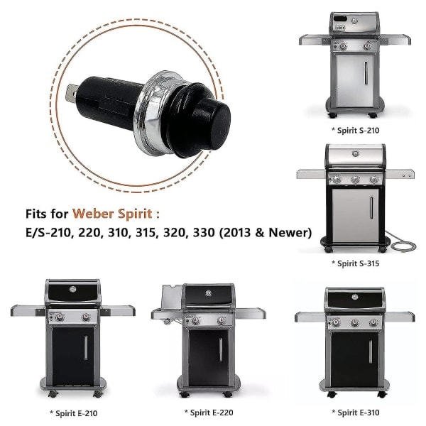 Weber Lighter Push Button/Power Switch erstatning passer til Weber Spirit E/s-210 220 310 315 320 330 Gasgrill, 7642 7643 Delvis erstatning