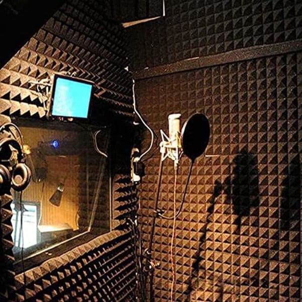 12 st Pyramid Akustisk Skumbräda Hemstudio Ljudbehandling Tillbehör Skum DIY Studio Ljudinspelning Väggpanel Kakel