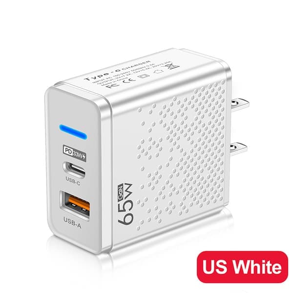 Rask lader 65W USB C-lader for iPhone 12 USB hvit