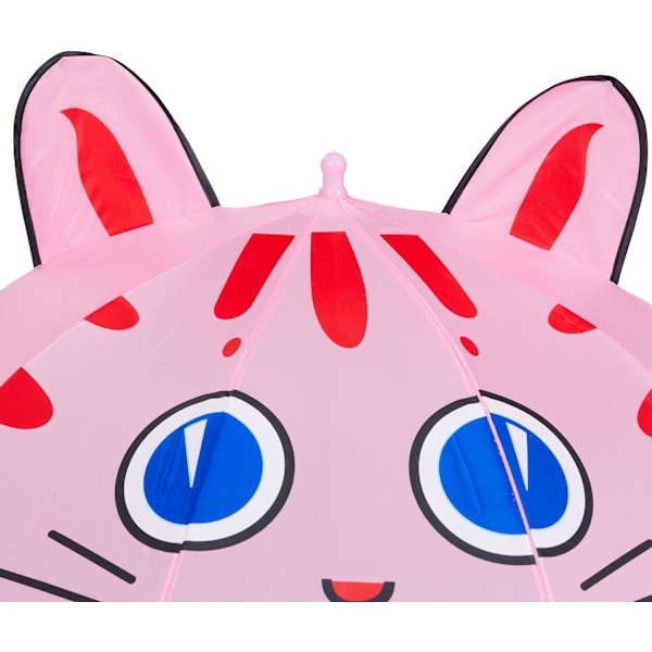Barneparasoll, 3D Katt Design, for Jenter, Ø 78 cm, Nyhet Regnbeskyttelse, Liten Parasoll, Utendørs, Rosa