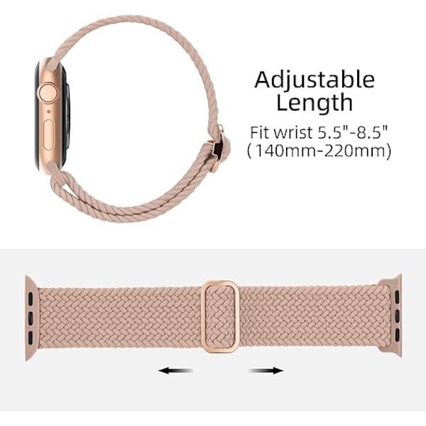 2-pack Stretchig Flätad Solo Loop Kompatibel för Apple Watch Armband 42mm 44mm 45mm 46mm 49mm, Justerbart Sport Stretch Elastiskt Armband