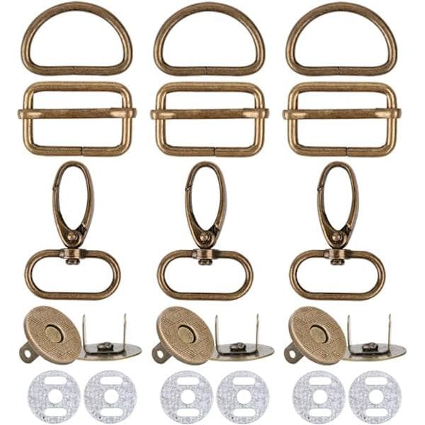 40 stk. cyan antikk tre glide ring metallspenne+D-ring+rot