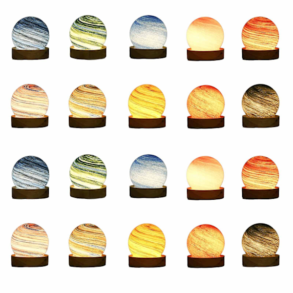 Bästa Rabatt-3d Kristallkula Måne Planet Glob Bordslampa Usb Led Nattlampa Heminredning Gåva Without battery 8