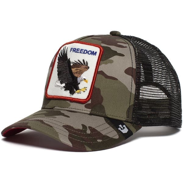 Trucker-kasket i mesh med broderet dyredesign, bison, sort Bison Black