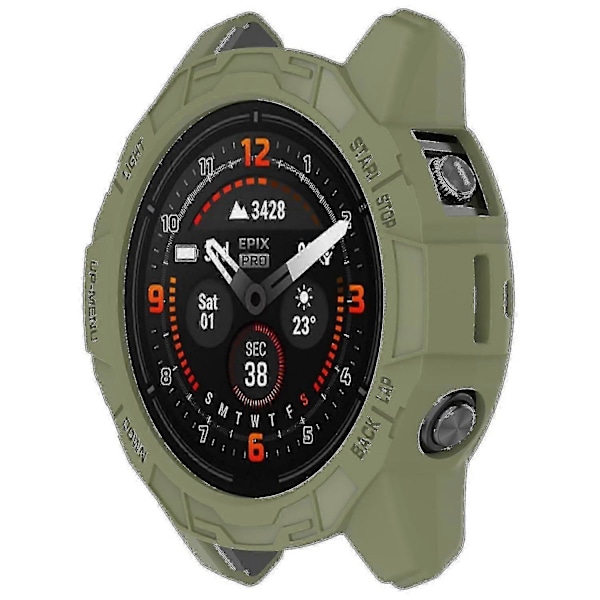 TPU Klockfodral för Garmin Epix Pro 51mm/(gen 2) 51mm /fenix 7x Pro / 7x, Repskyddande Ihåligt Skydd Jungle Green