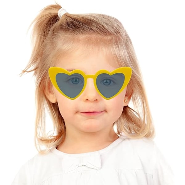 Lasten sydämenmuotoiset polarisoidut aurinkolasit, 70-luvun retro-rakkaussydämen kissansilmäaurinkolasit UV-suojalla Vintage-silmälasit tytöille ja pojille Yellow/Grey