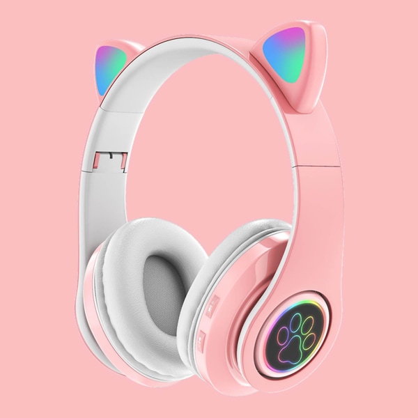 Bluetooth-hodetelefoner Headset Cat Ear Bluetooth Headset B39 Cat Ear Cute Cat Ear Trådløst headset LED-blinkende lys, en gave til venner og barn