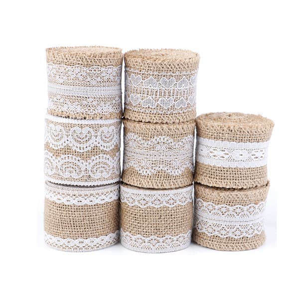 2 Meter/Rulle Jute Säckväv Hessian Spetsband Vit Spetskant 1st 1pc