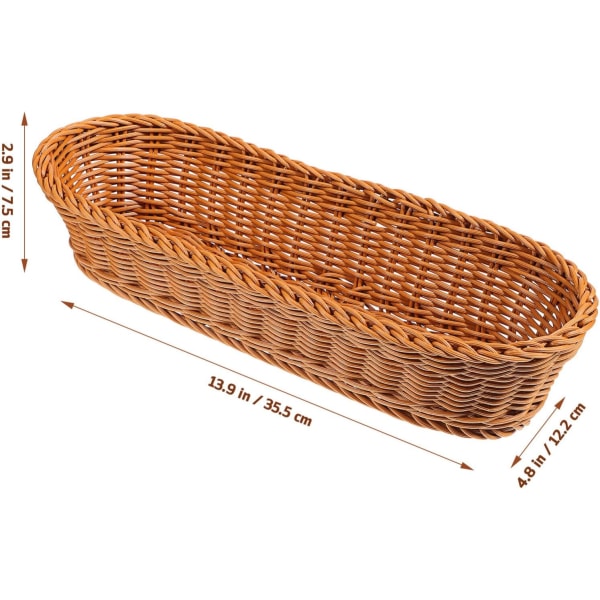 Imitert rotting vevd brødkurv: Oval lang brødkurv dekorativ matserveringsbrett snacks beholder holder frukt display bolle oppbevaringskurv