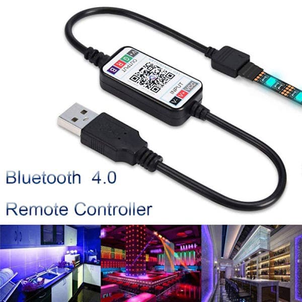 Bluetooth-kompatibel Ljusremsa RGB Trådlös Hem LED RGB USB one size