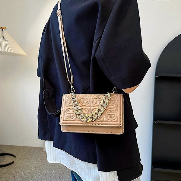 Klassisk Satchel Handväska Dam Messenger Väska Mode En Axelväska Kedjeväska, khaki