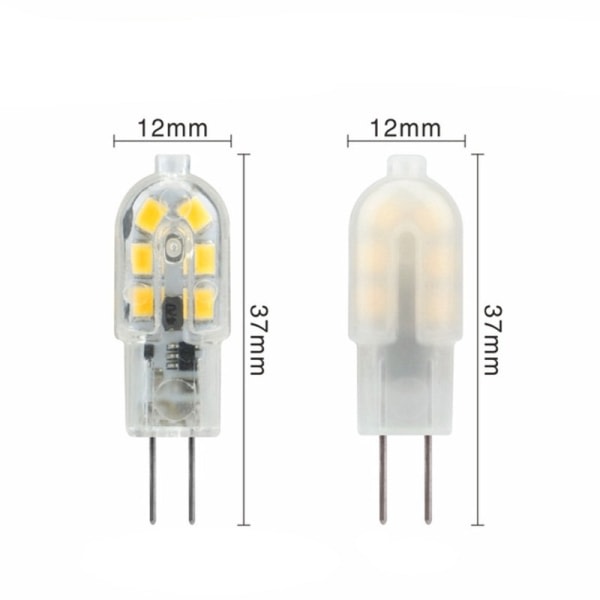 10-pakning G4 LED-pære 2W, DC 12V lyspære, 6000K hvit